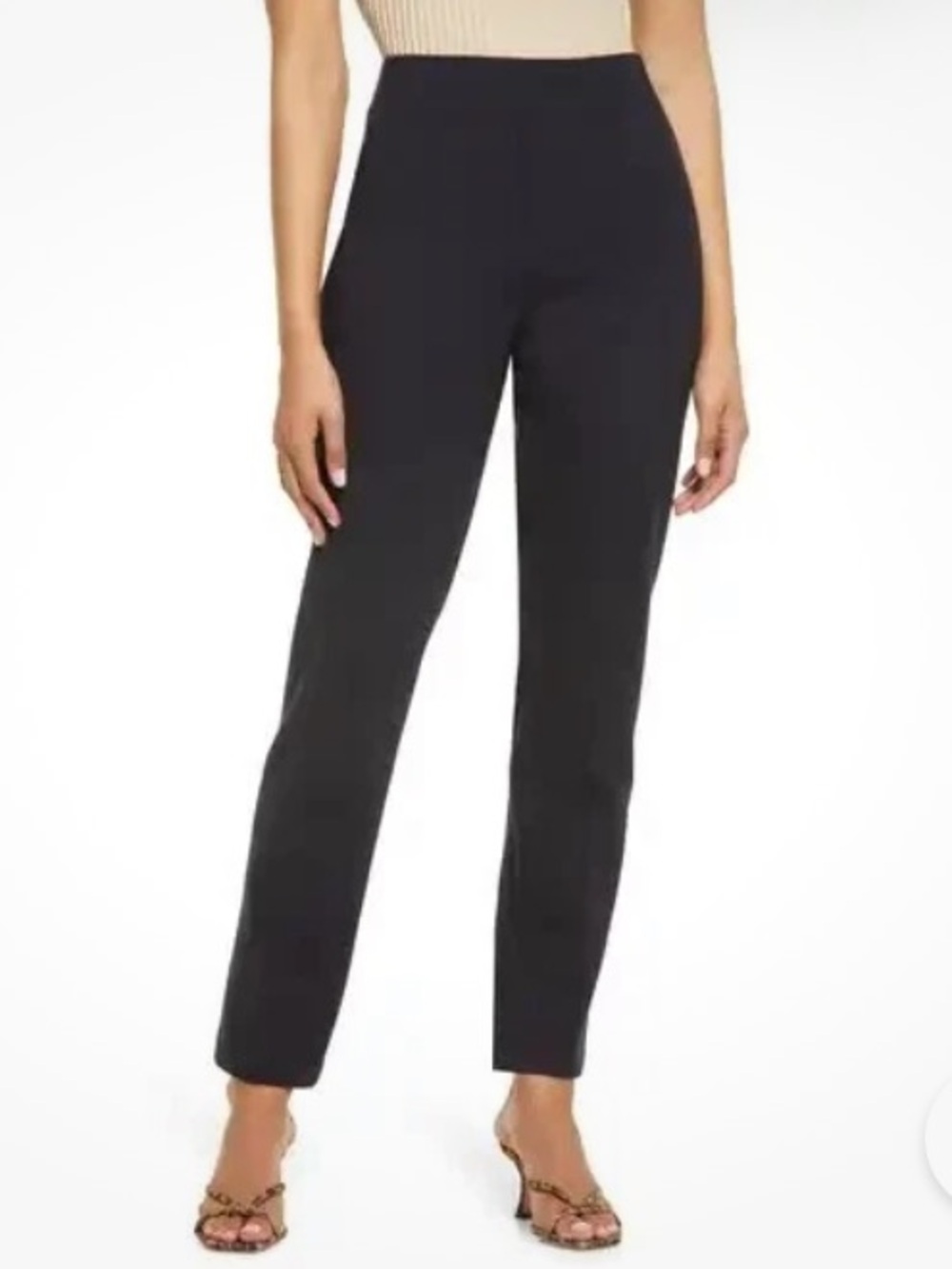 SPANX Pants High Waist Straight Leg Ponte Black Womens Size L